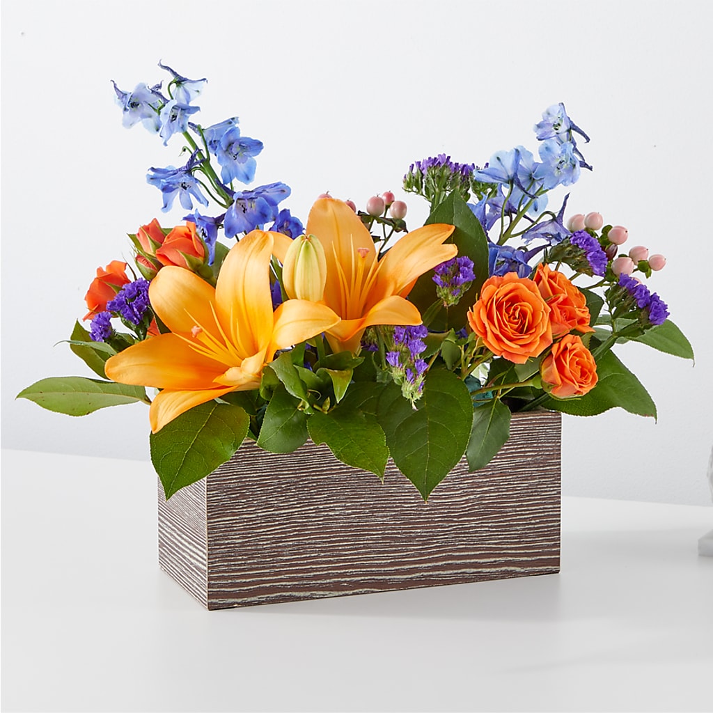 Radiant Citrus Box Bouquet – Secret Garden By Leo, Chicago IL