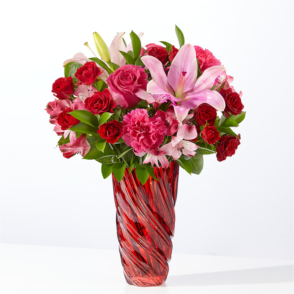 In Love Bouquet with Luxe Swirl Vase – Secret Garden By Leo, Chicago IL