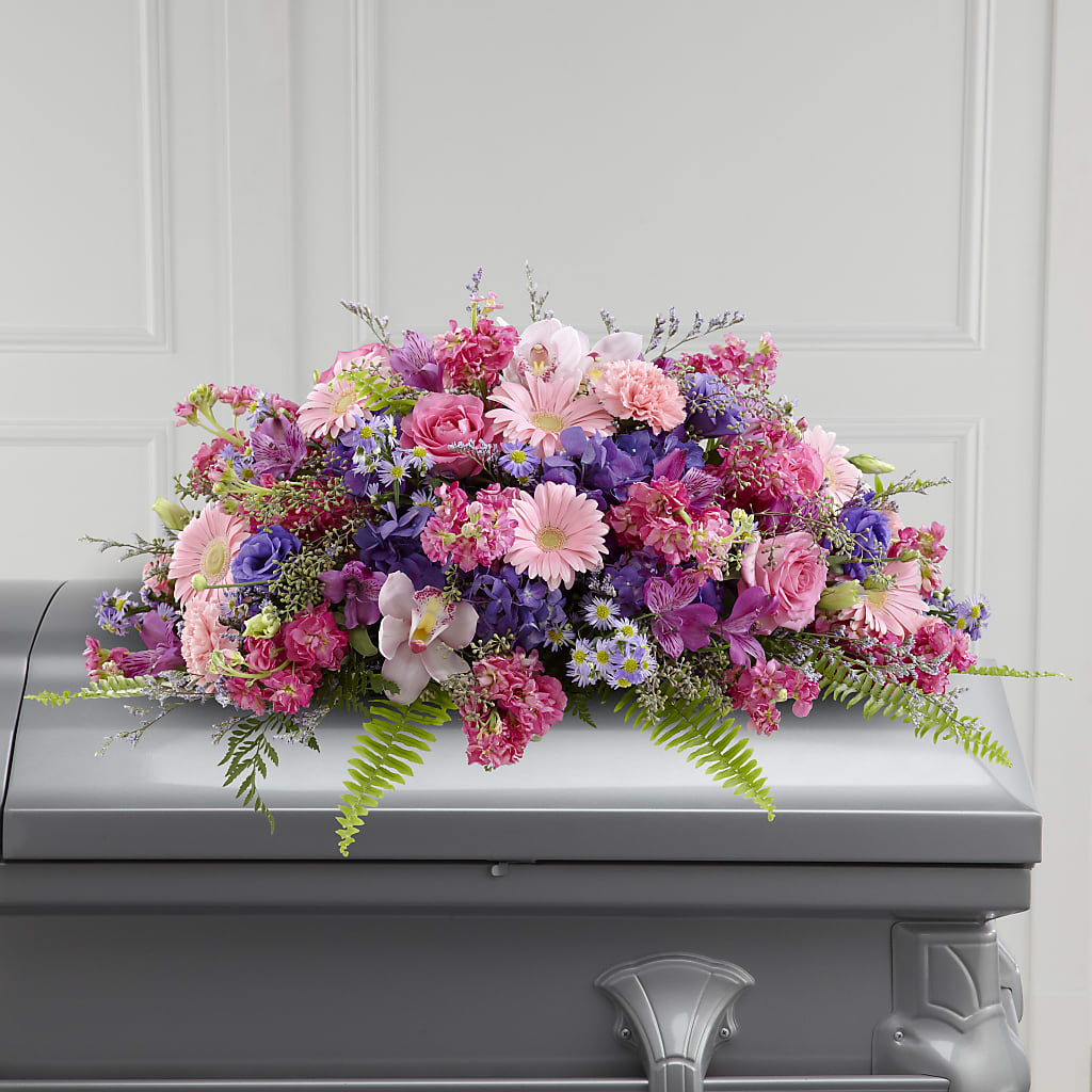 Glorious Garden Casket Spray – Secret Garden By Leo, Chicago IL