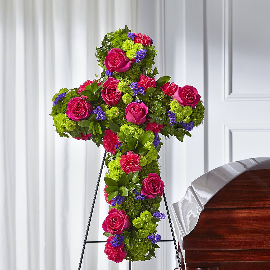 Tribute Rose Floral Cross – Secret Garden By Leo, Chicago IL