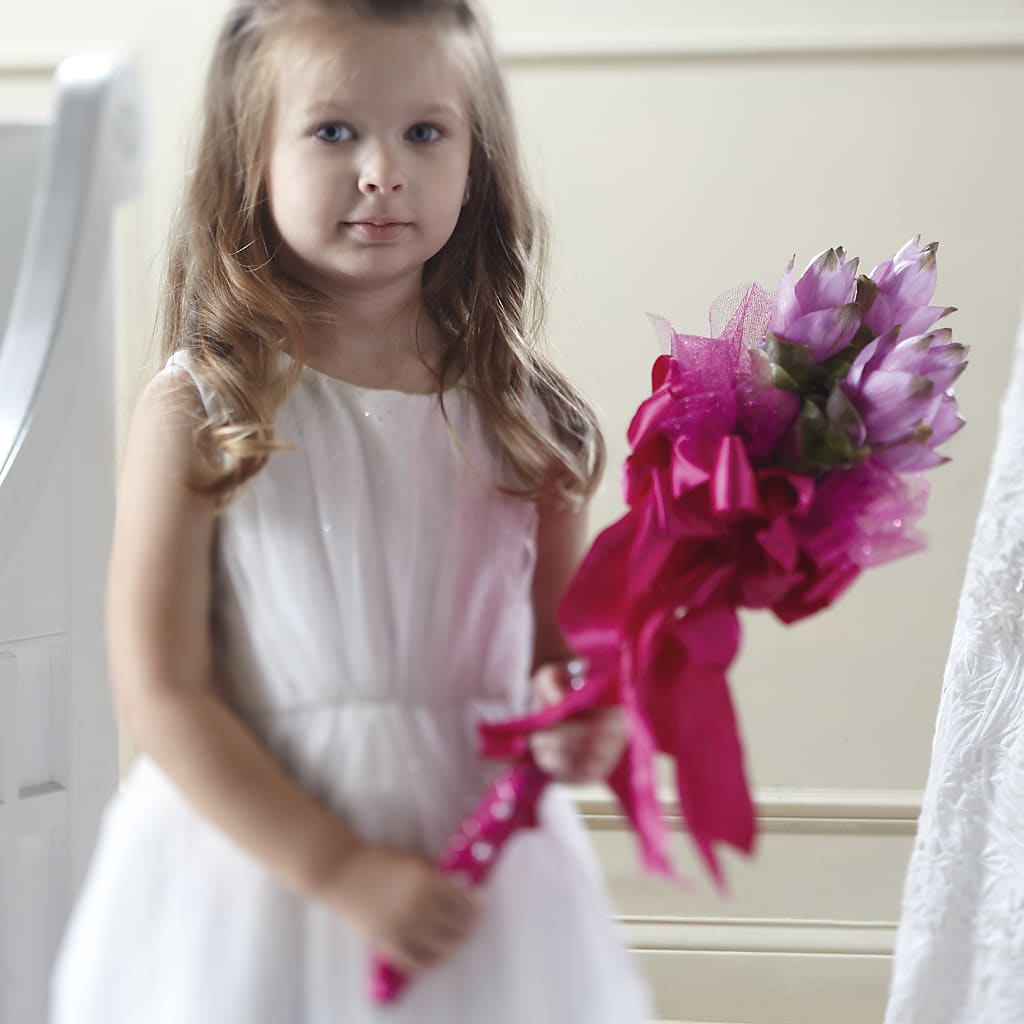 Sparkle Pink Flower Girl Bouquet – Secret Garden By Leo, Chicago IL