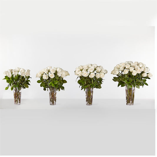 Long Stem White Rose Bouquet –  Secret Garden By Leo, Chicago IL