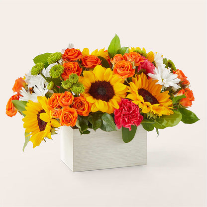 Sun-drenched Blooms Box Bouquet –  Secret Garden By Leo, Chicago IL