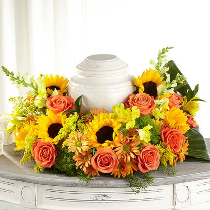 Faithful Sunflower Cremation Adornment –  Secret Garden By Leo, Chicago IL