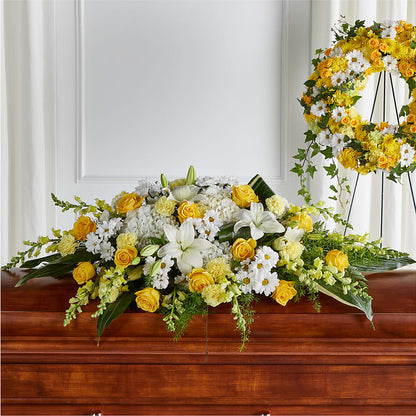 Golden Harmony Casket Spray –  Secret Garden By Leo, Chicago IL
