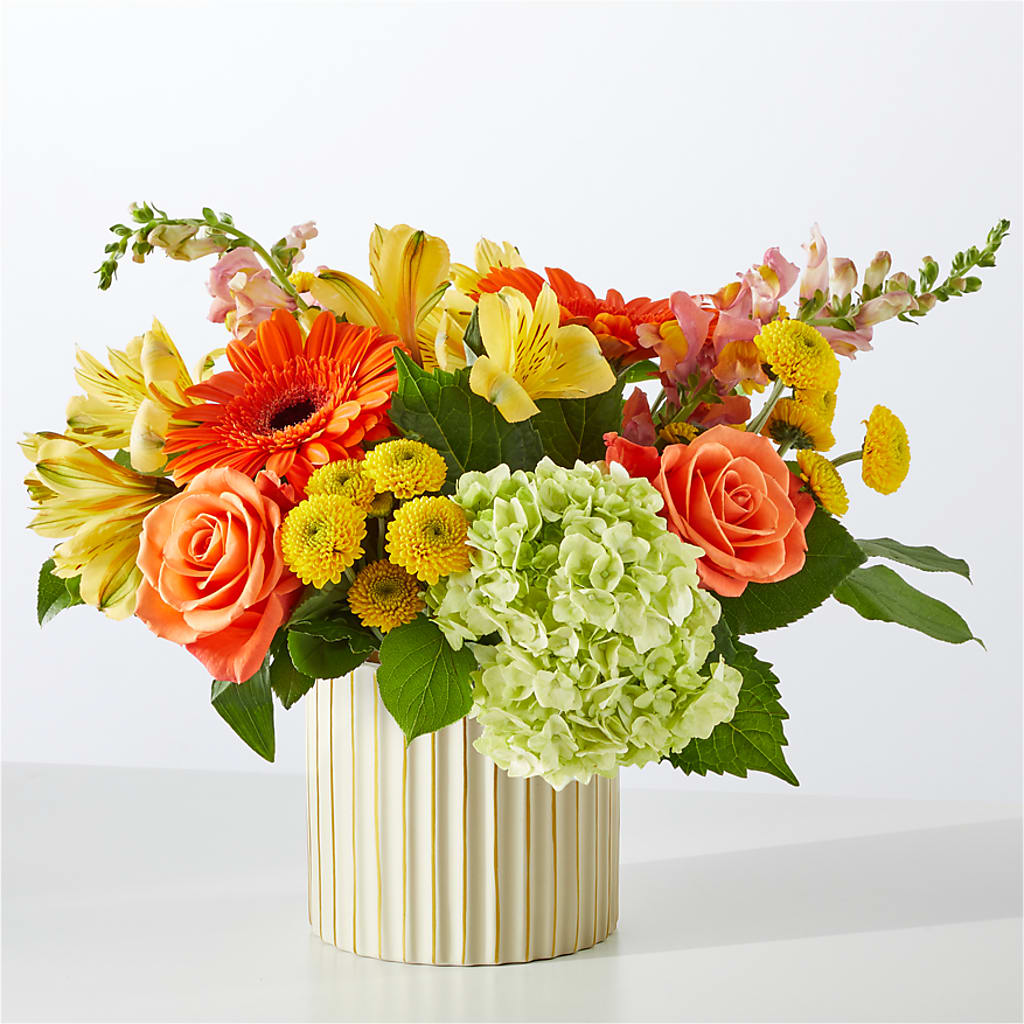 Autumn Sunshine Bouquet with Ivory Vase –  Secret Garden By Leo, Chicago IL