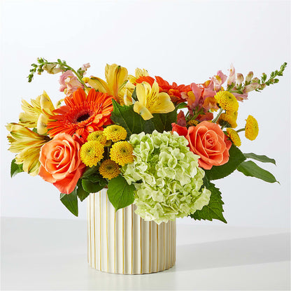 Autumn Sunshine Bouquet with Ivory Vase –  Secret Garden By Leo, Chicago IL