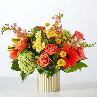 Autumn Sunshine Bouquet with Ivory Vase –  Secret Garden By Leo, Chicago IL