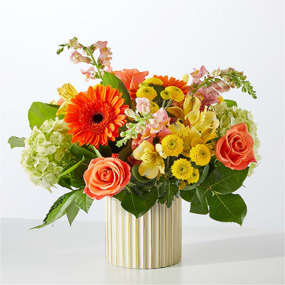 Autumn Sunshine Bouquet with Ivory Vase –  Secret Garden By Leo, Chicago IL