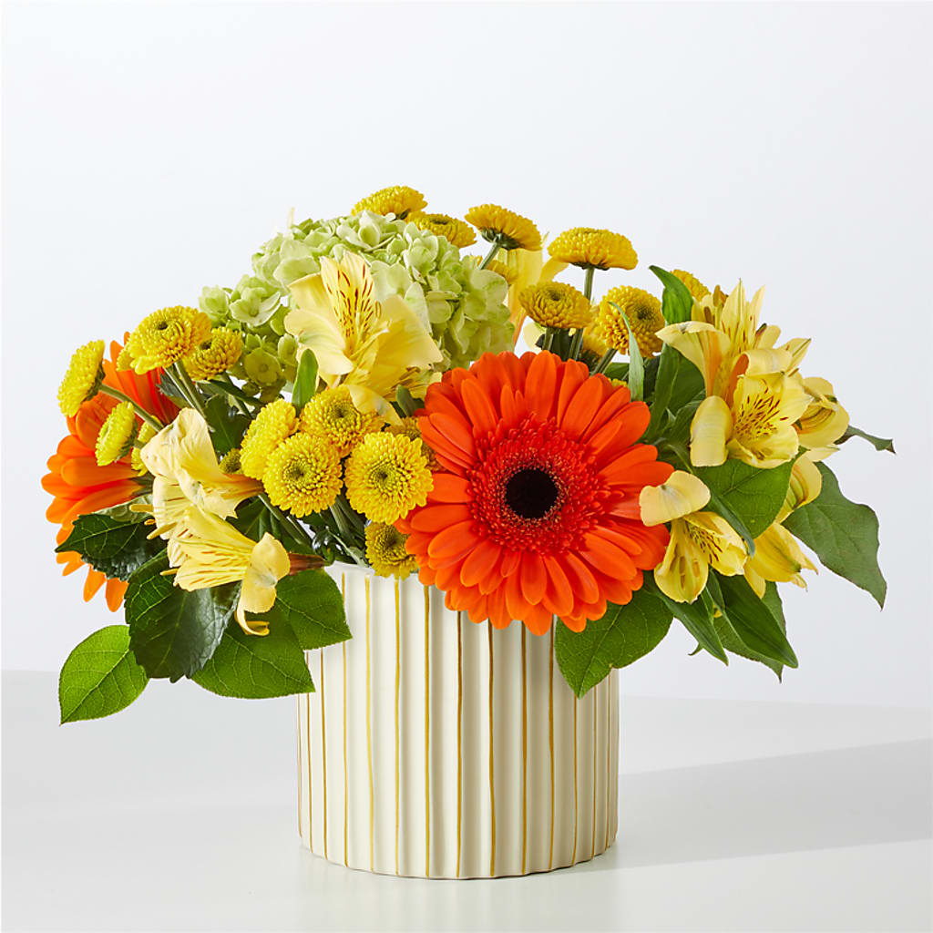 Autumn Sunshine Bouquet with Ivory Vase –  Secret Garden By Leo, Chicago IL