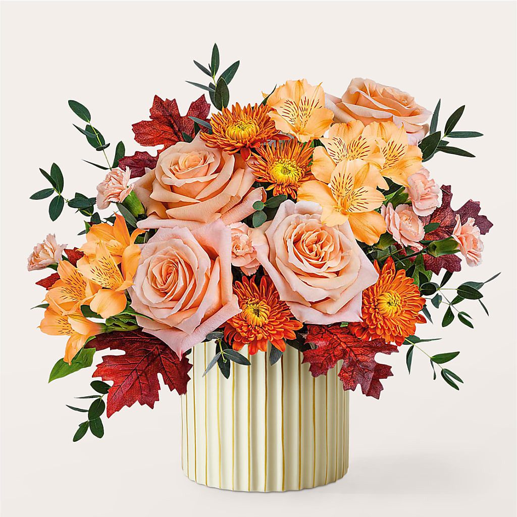 Spiced Latte Bouquet with Ivory Vase –  Secret Garden By Leo, Chicago IL