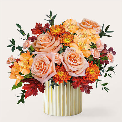Spiced Latte Bouquet with Ivory Vase –  Secret Garden By Leo, Chicago IL