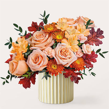 Spiced Latte Bouquet with Ivory Vase –  Secret Garden By Leo, Chicago IL