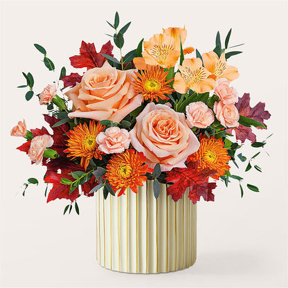 Spiced Latte Bouquet with Ivory Vase –  Secret Garden By Leo, Chicago IL