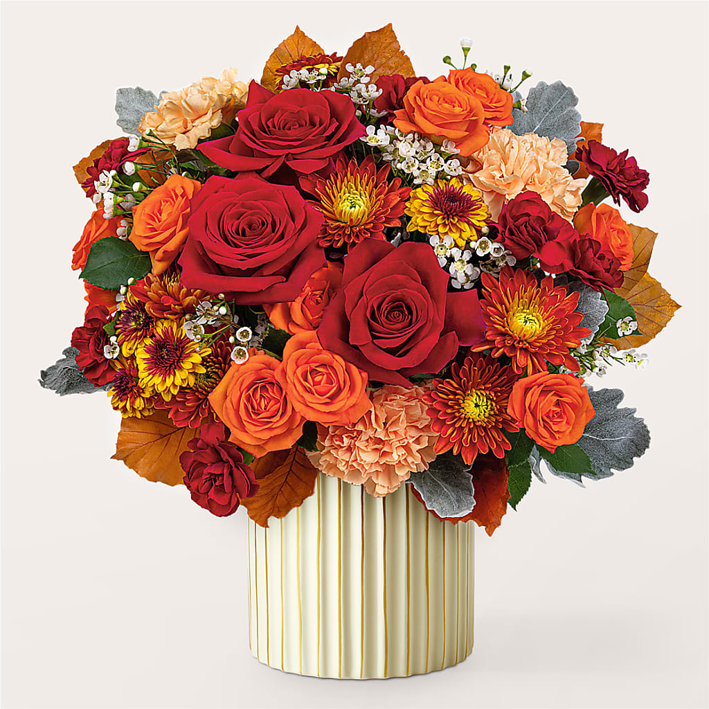 Merlot Bouquet with Ivory Vase –  Secret Garden By Leo, Chicago IL