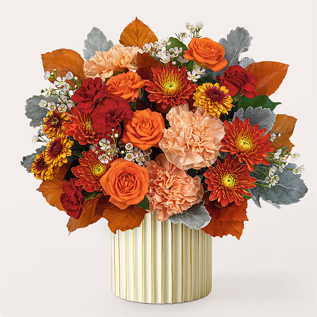 Merlot Bouquet with Ivory Vase –  Secret Garden By Leo, Chicago IL
