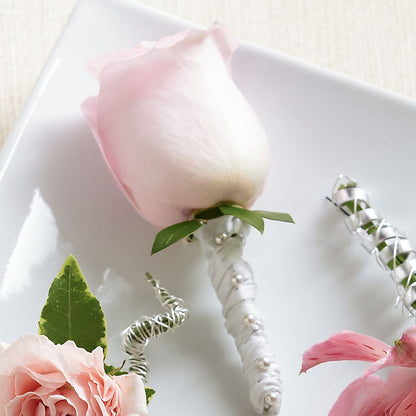 Pink Rose Boutonniere –  Secret Garden By Leo, Chicago IL