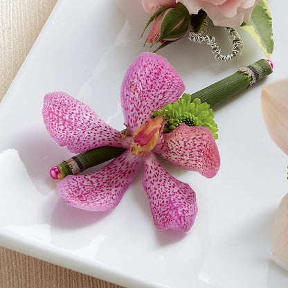 Pink Mokara Boutonniere –  Secret Garden By Leo, Chicago IL