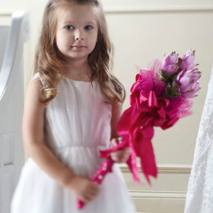 Sparkle Pink Flower Girl Bouquet –  Secret Garden By Leo, Chicago IL