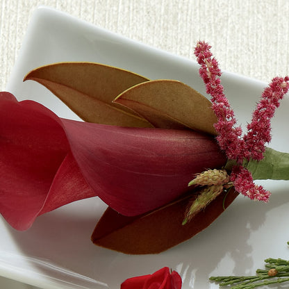 Red Calla Boutonniere –  Secret Garden By Leo, Chicago IL