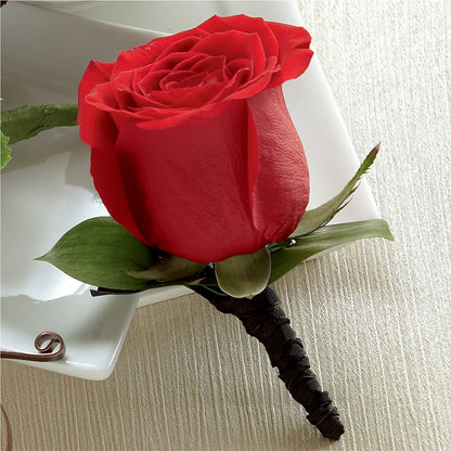 Red Rose Boutonniere –  Secret Garden By Leo, Chicago IL